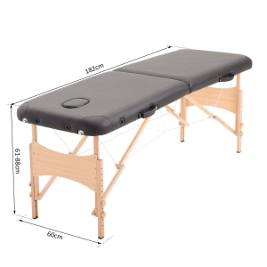 HOMCOM Marquesa dobrável e portátil de madeira acolchoada para fisioterapia esporte 182x60cm preta