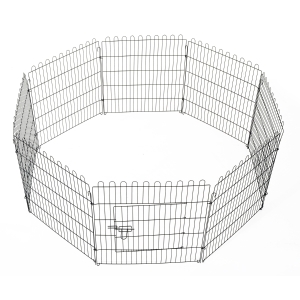 PawHut Parque para Animais de Estimação com 8 Paineis 71x76cm Dobrável Cerca para Animais de Estimação com Porta com Trava para Jardim Pátio Exterior Preto