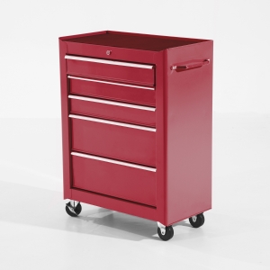 HOMCOM Carrinho de ferramentas com 5 Gavetas e 4 rodas Aço Vermelho 61,5x33x85cm