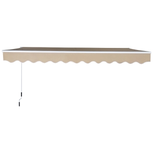 Outsunny Toldo Manual Dobrável de Alumínio 3,5x2,5m com Manivela Impermeável Proteção Solar UV Alumínio Aço Tecido de Poliéster Creme