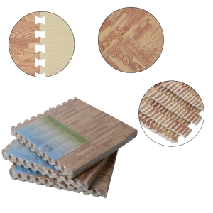 HOMCOM Tapete Puzzle 16 Peças 60x60x1cm 6m² Tapete de Proteção de Borracha Eva para Casa Academia Marrom