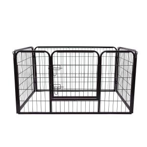 PawHut Parque para Animais de Estimação Retangular Gaiola para Cães 4 Paineis de Metal com Porta e Dupla Fechadura Cerca de Treinamento 129x84x70cm Preto