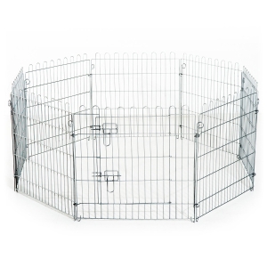 PawHut Parque para Animais de Estimação com 8 Paineis 63x60cm Cerca para Animais de Estimação com Porta com Trava para Jardim Pátio Exterior Prata