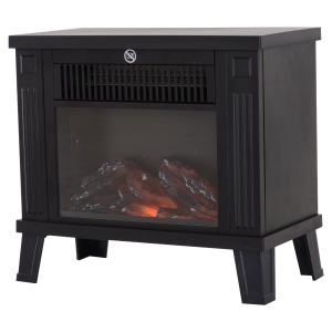 HOMCOM Lareira elétrica Aquecedor de fogão de pé com efeito de queima de madeira 600W / 1200W - Preto - 38,5x22x30,5 cm