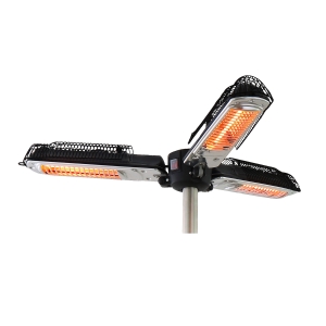 Outsunny Aquecedor Elétrico de Exterior para Chapéu de Sol Ø25-58mm com Potência e Ângulo Ajustável 100x100x8,5cm Preto