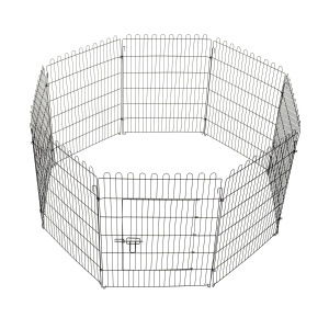 PawHut Parque para Animais de Estimação com 8 Paineis 71x91,5cm Dobrável Cerca para Animais de Estimação com Porta com Trava para Jardim Pátio Exterior Preto