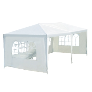 Outsunny Tenda para Festas 600x300x255cm Tenda de Jardim com 4 Paredes Laterais Aço e Poliéster Branco