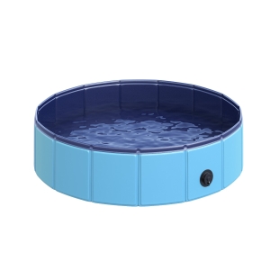 PawHut Piscina dobrável Φ80x 20 para Animais de Estimação PVC antiderrapante resistente ao desgaste azul