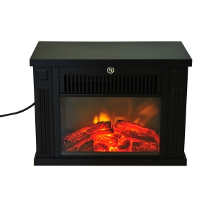 HOMCOM Lareira Elétrica Vidro Ferro Preto 34x17x25 cm