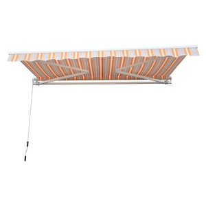 Outsunny Toldo Retrátil com Manivela Toldo de 300x250cm com Braço Articulado de Alumínio e 280 g/m² Laranja e Branco