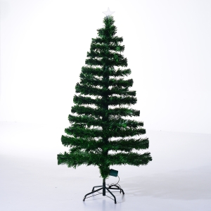 HOMCOM Árvore de Natal Verde Fibra ótica Φ60x150cm + Luzes LED Perfeitas para Decoração de Natal
