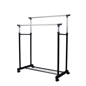 HOMCOM Charriot com Altura Ajustável Cabide com 4 Rodas para Roupa Aço Inoxidável 80x43x85-155cm Preto