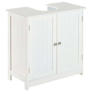 HOMCOM Móvel para Lavatório Pousar Armário Casa de Banho de Armazenamento com 2 Portas e Prateleira Interior Ajustável Moderno 60x30x60 cm Branco