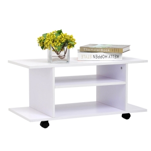 HOMCOM Armário de TV armário de madeira com rodinhas e estante Cor Branco 80x40x40 cm