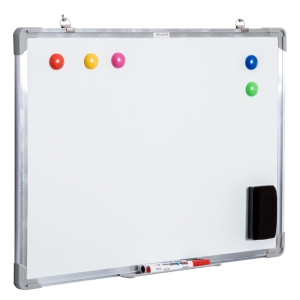 HOMCOM Quadro Magnético com Bandeja 10 Ímás 1 Apagador e 4 Marcadores 60x45 cm Branco
