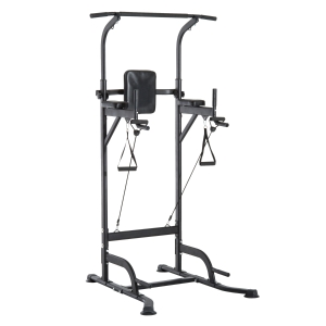 HOMCOM Power Tower Máquina de Musculação 5 em 1 Exercícios Dip Pull-up Flexões e Abdominais carga 120kg 94 x 99 x 182-232 cm
