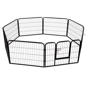 PawHut Parque para Animais de Estimação 8 Paineis 80x60cm Gaiola para Cães de Metal com Porta e Dupla Fechadura Cerca de Treinamento para Jardim Preto