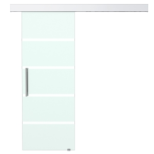 HOMCOM Porta de correr de vidro translúcido com listras transparentes vidro e liga de alumínio 77,5 x 205cm