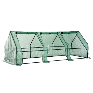 Outsunny Estufa pequena com janelas - Cor verde - Tubos de aço e PE 140 g / m2 - 270x90x90cm