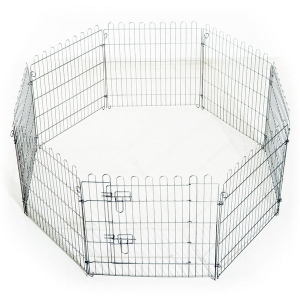 PawHut Parque para Animais de Estimação com 8 Paineis 63x76cm Cerca para Animais de Estimação com Porta com Trava para Jardim Pátio Exterior Prata