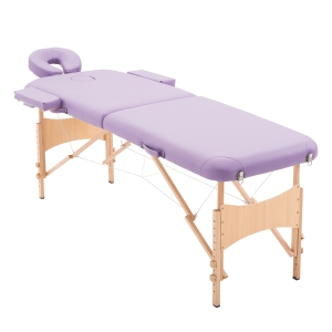 HOMCOM Marquesa acolchoada de madeira dobrável e portátil para fisioterapia esporte 182x60cm roxo