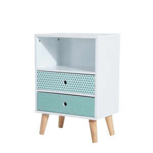 HomCom Armário de Cabeceira com 2 Gavetas e 1 Prateleira para quarto 45x30x65 cm branco