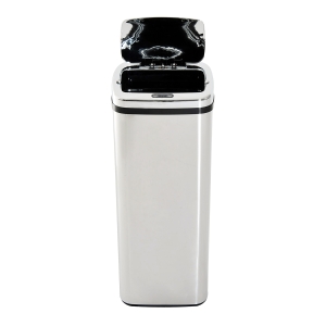 HOMCOM Lixeira de 50L de Aço Inoxidável resistente à água abertura automática Prata Aço Inoxidável 33x25x84 cm