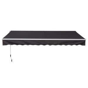 Outsunny Toldo Manual Dobrável de Alumínio 3,5x2,5m com Manivela Impermeável Proteção Solar UV Alumínio Aço Tecido de Poliéster Cinza