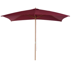 Outsunny Chapéu de Sol de Jardim com Sistema de Polia Teto Ventilado e Mastro de Madeira para Terraço Pátio Exterior 2,95x2x2,55m Vinho