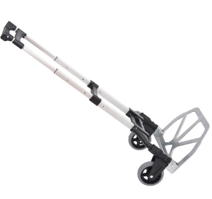 HOMCOM Carrinho de mão dobrável de alumínio Altura ajustável de 3 níveis Fácil transporte Carga 70 kg 41x38,5x100 cm Preto e cinza