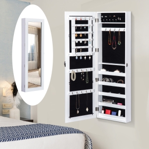 HOMCOM Espelho de joias de parede
Armário de joias 37x9,5x112cm MDF Branco