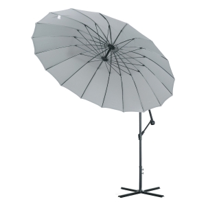 Outsunny Chapéu de Sol Excêntrico Ø296x260cm Chapéu de Sol à Manivela com Ângulo Ajustável para Jardim Pátio Terraço Piscina Cinza Claro