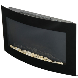HomCom Lareira Elétrica tipo Aquecedor de Parede 1000 W / 2000 W - 89,2x13,5x48 cm