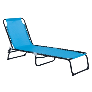 Outsunny Espreguiçadeira de jardim dobrável e ajustável com 3 posições sistema de laço Estrutura de Aço 197x58x76 cm azul claro