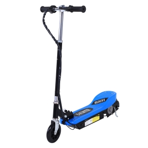 HOMCOM Trotinete Elétrica Dobrável para Crianças e Adolescentes acima de 7 Anos Velocidade de 10km/h Trotinete Elétrica com Guiador Ajustável e Freios Carga Máxima 50kg 78x37x89-95cm Azul