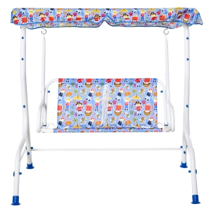 Outsunny Baloiço de Jardim Infantil de 2 Lugares com Toldo Ajustável em Ângulo e Cintos de Segurança ao Ar Livre 110x70x110 cm Azul