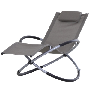 Outsunny Espreguiçadeira de balanço de jardim com apoio de cabeça removível ergonômica dobrável Tecido Texteline para pátios Piscina 154x80x84cm cinza