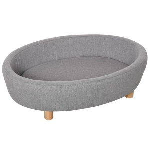 PawHut Sofá-cama para animais de estimação com almofada acolchoada removível Pernas de madeira Bordas levantadas 81x61x24 cm Cinza