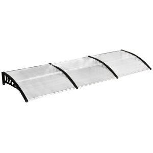 Outsunny Marquise de proteção solar e chuva para portas e janelas de policarbonato de 5mm 295x90x25 cm Transparente