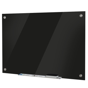 Vinsetto Placa de vidro magnético com bandeja Inclui 4 marcadores e borracha 90x60x0,45 cm Preto