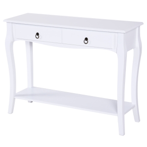 HomCom Mesa Consola tipo Aparador Móvel de Entrada com Gavetas e Estante 100x33x76cm Branco
