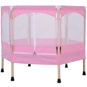 HOMCOM Trampolim para Crianças acima de 3 Anos Trampolim Infantil com Rede de Segurança Carga Máxima 80kg 126x109x98cm Rosa