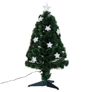 HOMCOM Árvore de Natal Artificial 90cm Pinheiro Decoração de Natal com 12 LED 3 Cores 90 Ramos Verde PVC