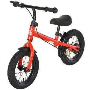 HOMCOM Bicicleta sin Pedales Altura Ajustable con Llantas de Goma Inflables para Niños Mayores de 3 Años Asiento Acolchado Bicicleta de Equilibrio 86x43x60 cm Rojo
