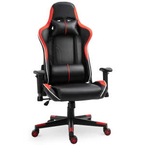 Vinsetto Cadeira gaming reclinável ajustável em altura com apoio lombar e encosto de cabeça 72x54x(126-136) cm Vermelho