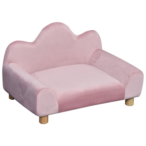 PawHut Sofá para Animais de estimação Pequenos Encosto em forma de ondas 63x43x40 cm Rosa
