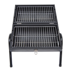 Outsunny Churrasqueira portátil a carvão com 2 grelhadores puxador e fechadura para Picnic Camping 42x26x42 cm Preto