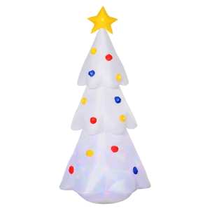 HOMCOM Árvore de Natal Inflável 158cm de Altura com Luzes LED e Inflador Decoração de Natal para Interiores Exteriores 67x61x158cm Branco