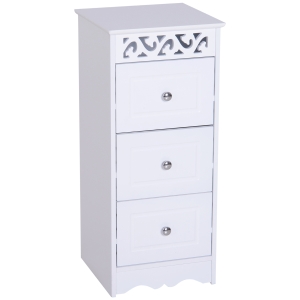 HOMCOM Cómoda de armazenamento Multifuncional com 3 Gavetas para quarto 29.8x29.8x68.5 cm branco