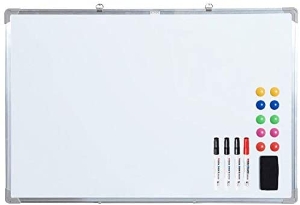 HOMCOM Quadro Magnético com Bandeja 10 Ímás 1 Apagador e 4 Marcadores 90x60cm Branco